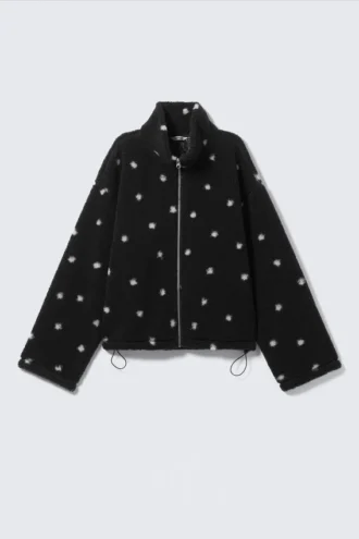 Chaqueta de cuello alto – Negro con lunares
