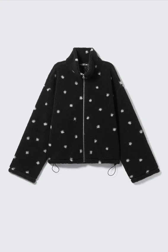 Chaqueta de cuello alto – Negro con lunares Chaqueta de cuello alto – Negro con lunares