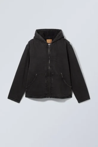 Chaqueta de denim con capucha y forro polar – Black Tie