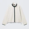Chaqueta de forro polar con cremallera de corte holgado – Blanca Chaqueta de forro polar con cremallera de corte holgado – Blanca