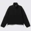 Chaqueta de forro polar con cremallera de corte holgado – Negro Chaqueta de forro polar con cremallera de corte holgado – Negro