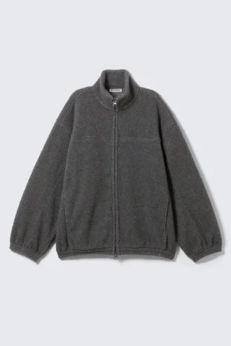 Chaqueta de forro polar con cremallera – Gris oscuro jaspeado