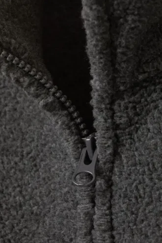 Chaqueta de forro polar con cremallera – Gris oscuro jaspeado