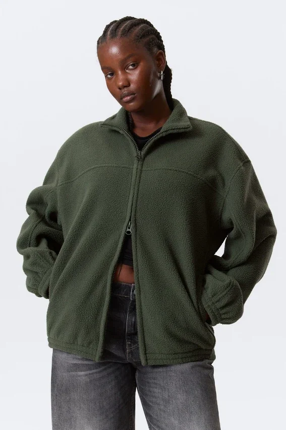 Chaqueta de forro polar con cremallera – Verde oscuro Chaqueta de forro polar con cremallera – Verde oscuro
