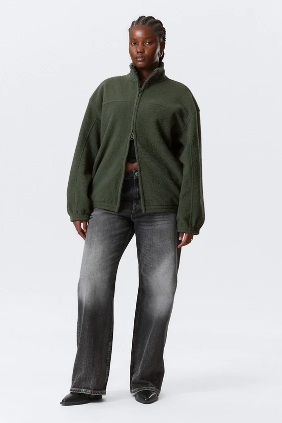 Chaqueta de forro polar con cremallera – Verde oscuro Chaqueta de forro polar con cremallera – Verde oscuro