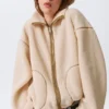 Chaqueta de forro polar de corte holgado – Beige claro apagado Chaqueta de forro polar de corte holgado – Beige claro apagado