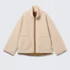 Chaqueta de forro polar de corte holgado – Beige claro apagado Chaqueta de forro polar de corte holgado – Beige claro apagado