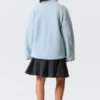 Chaqueta de forro polar de pelo largo – Azul claro – Forro marrón Chaqueta de forro polar de pelo largo – Azul claro – Forro marrón
