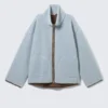 Chaqueta de forro polar de pelo largo – Azul claro – Forro marrón Chaqueta de forro polar de pelo largo – Azul claro – Forro marrón