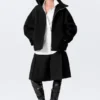 Chaqueta de lana de corte holgado con mangas raglán – Negro Chaqueta de lana de corte holgado con mangas raglán – Negro