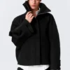 Chaqueta de lana de corte holgado con mangas raglán – Negro Chaqueta de lana de corte holgado con mangas raglán – Negro