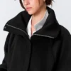 Chaqueta de lana de corte holgado con mangas raglán – Negro Chaqueta de lana de corte holgado con mangas raglán – Negro
