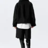 Chaqueta de lana de corte holgado con mangas raglán – Negro Chaqueta de lana de corte holgado con mangas raglán – Negro