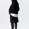 Chaqueta de lana de corte holgado con mangas raglán – Negro Chaqueta de lana de corte holgado con mangas raglán – Negro