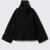 Chaqueta de lana de corte holgado con mangas raglán – Negro Chaqueta de lana de corte holgado con mangas raglán – Negro