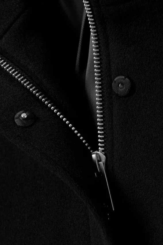 Chaqueta de lana de corte holgado con mangas raglán – Negro Chaqueta de lana de corte holgado con mangas raglán – Negro