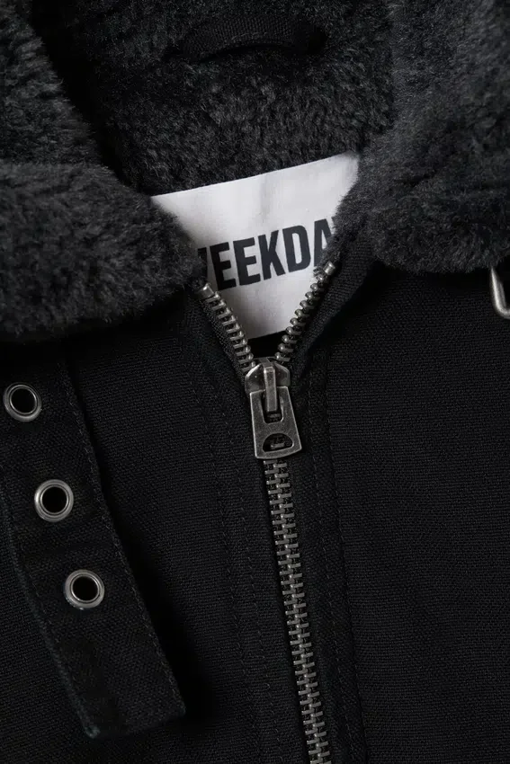 Chaqueta de lona con forro de piel – Negro Chaqueta de lona con forro de piel – Negro