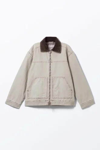 Chaqueta de lona de algodón acolchada – Beige rosáceo