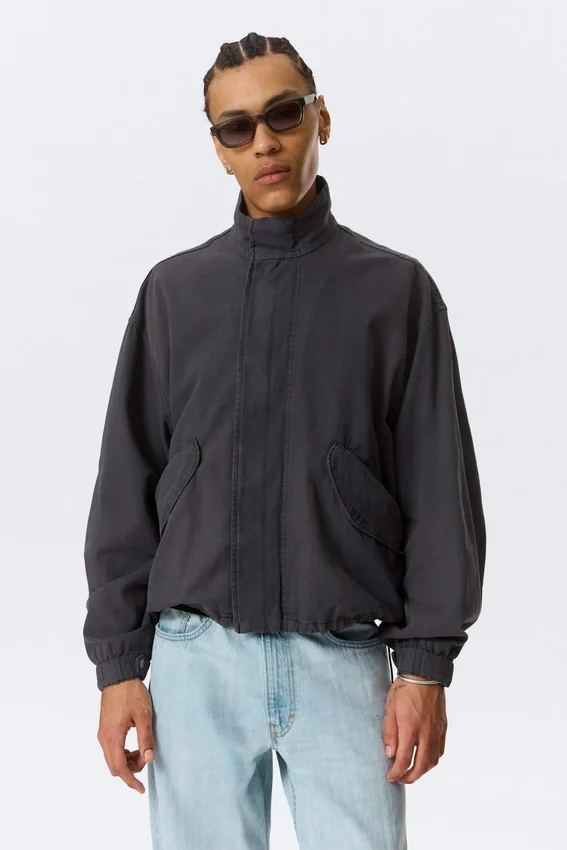 Chaqueta de lona de algodón de corte holgado – Negro lavado Chaqueta de lona de algodón de corte holgado – Negro lavado