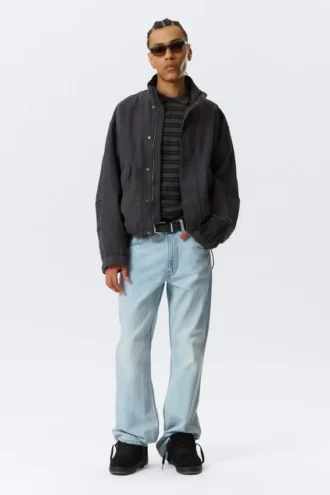 Chaqueta de lona de algodón de corte holgado – Negro lavado
