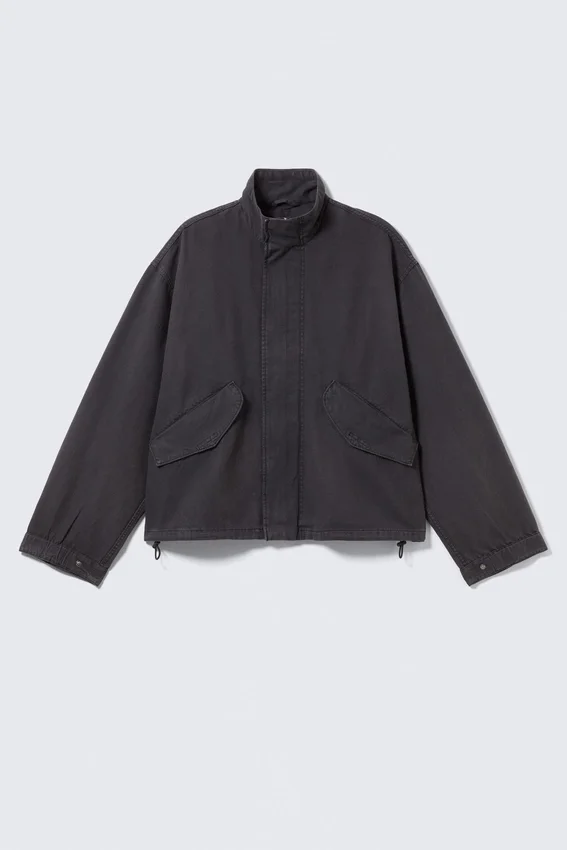 Chaqueta de lona de algodón de corte holgado – Negro lavado Chaqueta de lona de algodón de corte holgado – Negro lavado