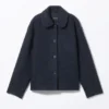 Chaqueta de mezcla de lana de un solo botonadura – Azul marino Chaqueta de mezcla de lana de un solo botonadura – Azul marino
