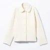Chaqueta de mezcla de lana de un solo botonadura – Blanco roto Chaqueta de mezcla de lana de un solo botonadura – Blanco roto