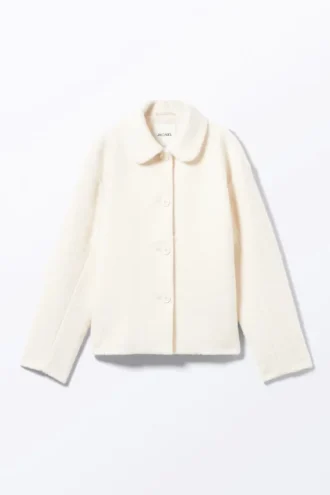 Chaqueta de mezcla de lana de un solo botonadura – Blanco roto