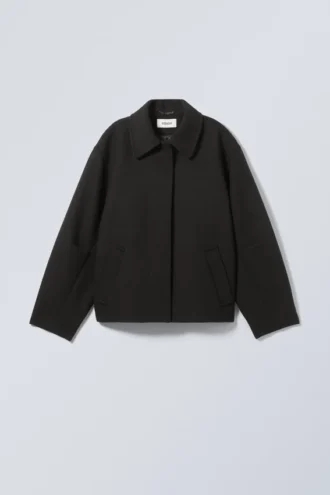 Chaqueta de mezcla de lana Tana – Negro
