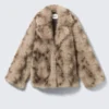 Chaqueta de piel sintética – Beige/Marrón con estampado de leopardo Chaqueta de piel sintética – Beige/Marrón con estampado de leopardo