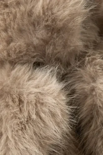 Chaqueta de piel sintética – Beige/Marrón con estampado de leopardo