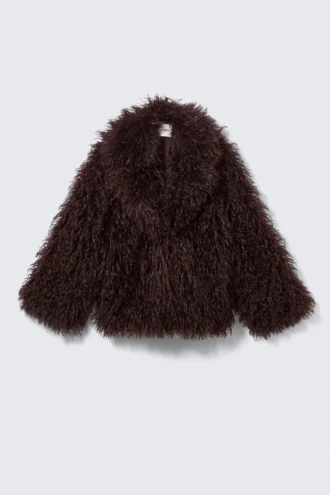 Chaqueta de piel sintética – Burdeos
