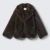 Chaqueta de piel sintética – Marrón oscuro