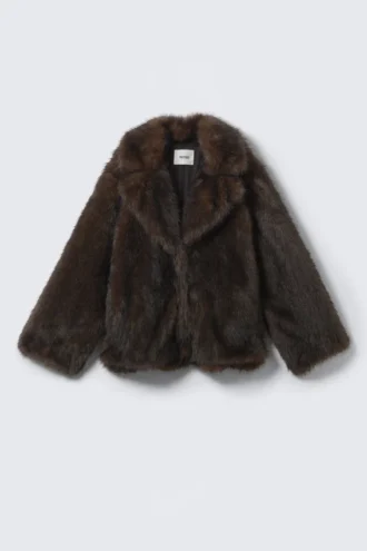 Chaqueta de piel sintética – Marrón oscuro