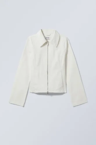 Chaqueta de sarga desgastada – Blanco