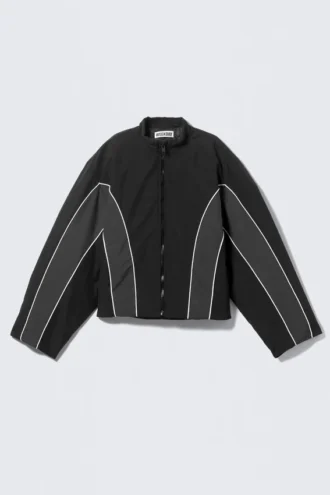 Chaqueta deportiva acolchada con bloques de color – Negro – Bloques de color