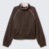 Chaqueta deportiva con contraste – Marrón oscuro Chaqueta deportiva con contraste – Marrón oscuro
