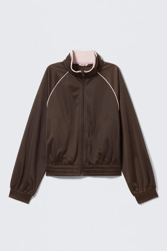 Chaqueta deportiva con contraste – Marrón oscuro Chaqueta deportiva con contraste – Marrón oscuro