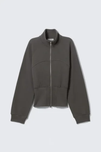 Chaqueta deportiva entallada de algodón – Gris oscuro