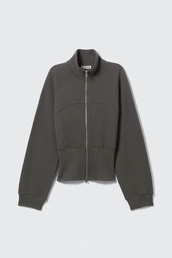 Chaqueta deportiva entallada de algodón – Gris oscuro Chaqueta deportiva entallada de algodón – Gris oscuro