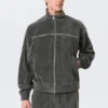 Chaqueta deportiva holgada de terciopelo – Gris oscuro Chaqueta deportiva holgada de terciopelo – Gris oscuro