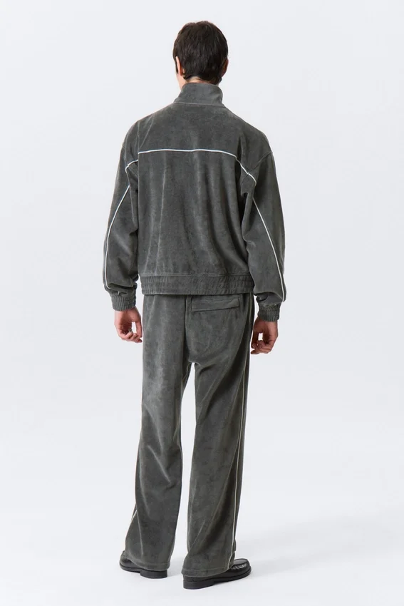 Chaqueta deportiva holgada de terciopelo – Gris oscuro Chaqueta deportiva holgada de terciopelo – Gris oscuro