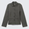 Chaqueta entallada con botones – Espiga gris oscuro