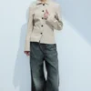 Chaqueta entallada con botones – Gris topo