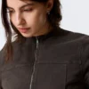 Chaqueta entallada con cremallera de algodón Genevieve – Gris oscuro Chaqueta entallada con cremallera de algodón Genevieve – Gris oscuro