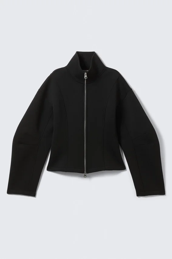 Chaqueta entallada con cremallera de neopreno – Negro Chaqueta entallada con cremallera de neopreno – Negro