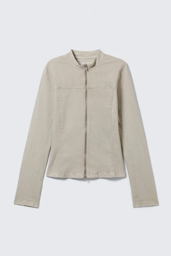 Chaqueta entallada de algodón con cremallera Genevieve – Beige claro Chaqueta entallada de algodón con cremallera Genevieve – Beige claro