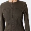 Chaqueta entallada de algodón deshilachado – Rayas gris oscuro Chaqueta entallada de algodón deshilachado – Rayas gris oscuro