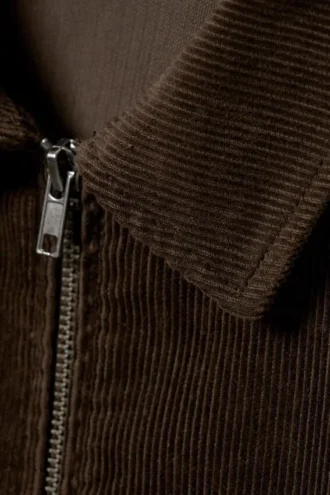 Chaqueta entallada de pana con cremallera – Pana marrón