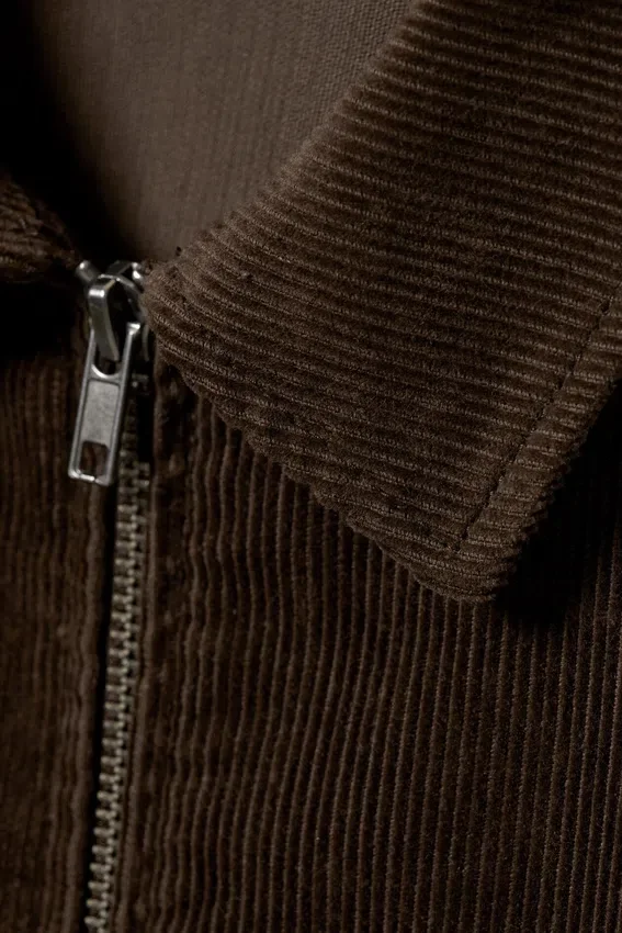 Chaqueta entallada de pana con cremallera – Pana marrón Chaqueta entallada de pana con cremallera – Pana marrón